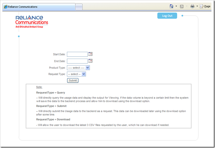 sample page from reliance bill pay