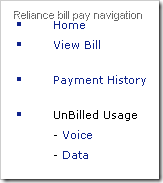 Reliance bill pay navigation