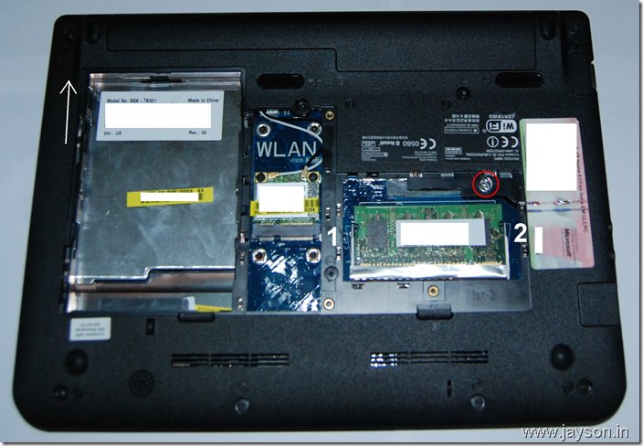 Step2: WLAN, Hard Disk and Memory card in NB200