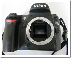 Nikon D80 - lens is removed and mirror is still in place which protects image sensor