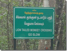 Road sign to protect lion tailed monkey