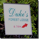 Dukes Forest Lodge Board at Vithura