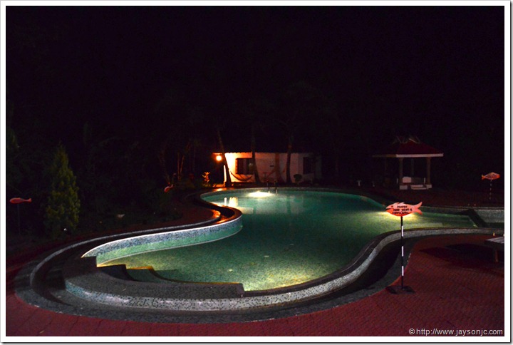 dukes forest lodge swimming pool at night