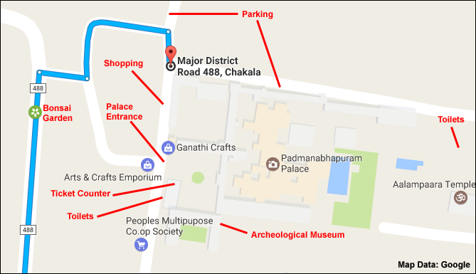 Padmanabhapuram Palace Location Map